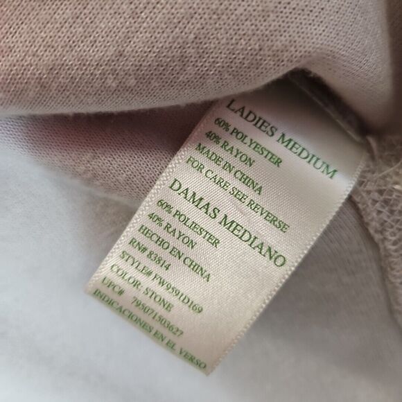 Green Tea Women's Top Med Beige Soft Velour short sleeve - Picture 3 of 11